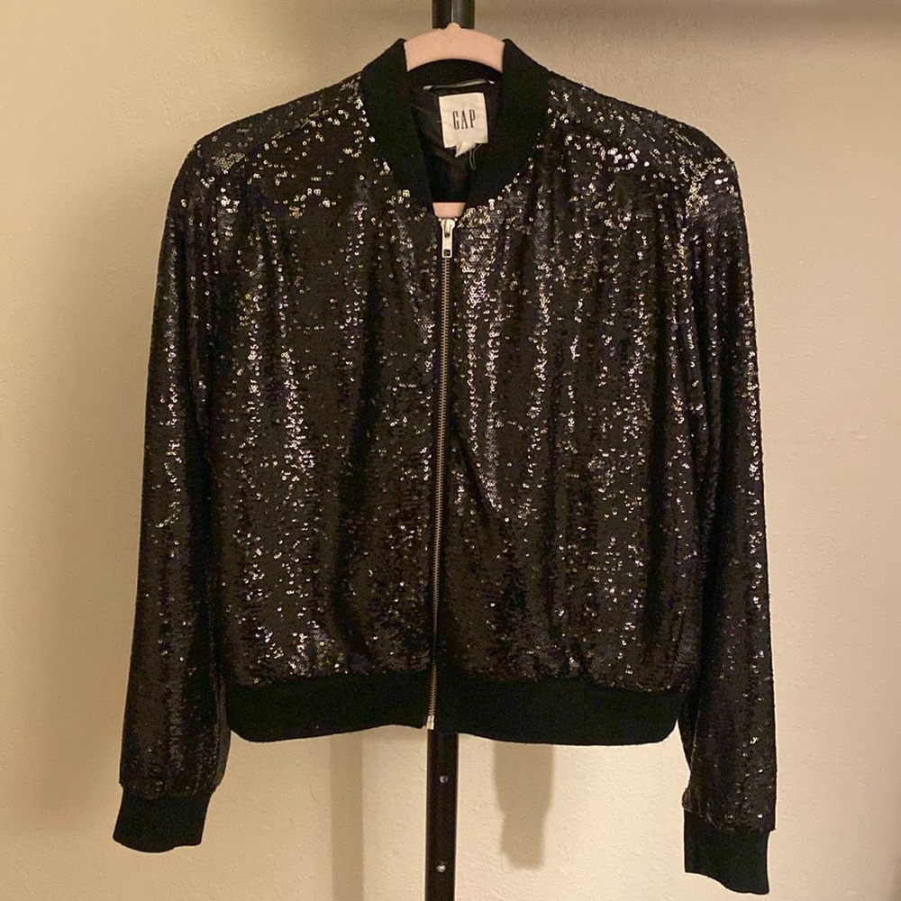 GAP black sequin bomber jacket - size S